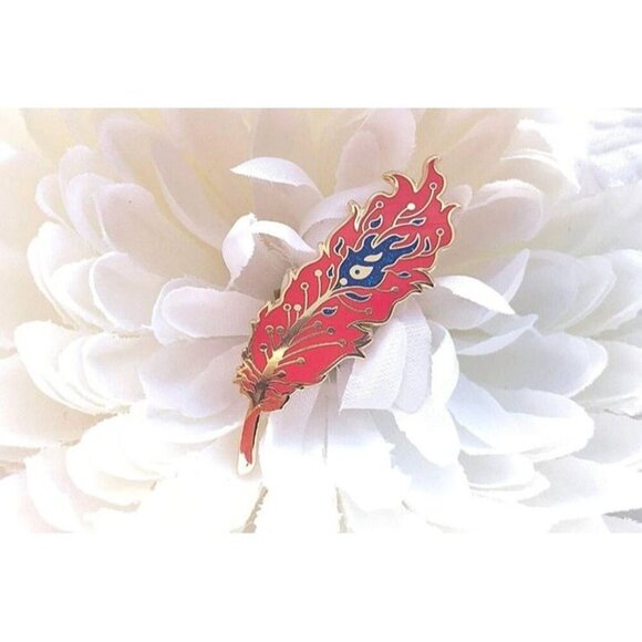 Phoenix Feather Pin - Gold Plated Fantasy & Mythical Jewelry & Brooch - Picture 9 of 9